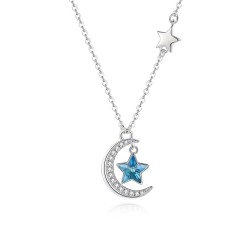 Monemel Swarovski Moon and Star Necklace 925 Silver